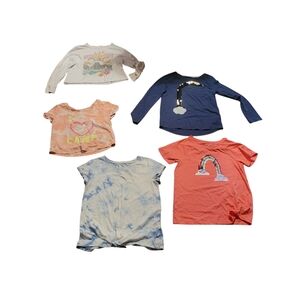 Girls' Mixed Graphic Tops - Navy, Coral, Peach, Tie-Dye, Cream